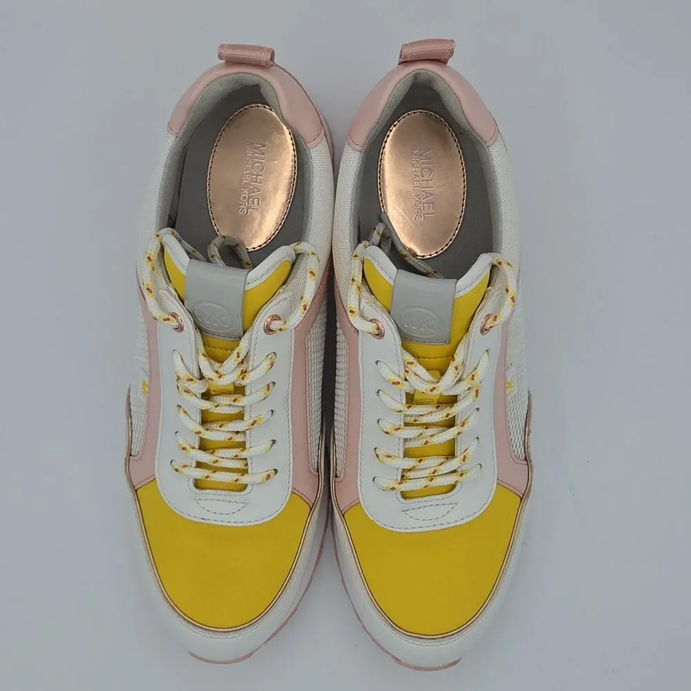 Michael Kors MADDY Trainer Color-Block Mixed-Media Sneakers Womens Size 9 EUC